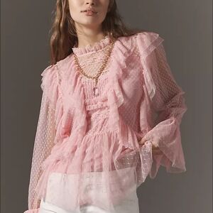 Anthropologie Whimsical French Ruffle Top